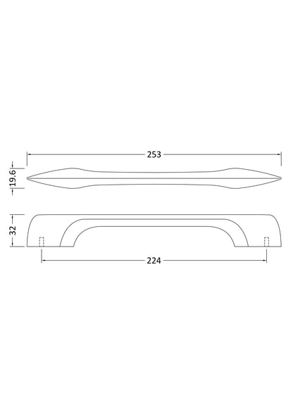 Handles D Shaped Handle 224mm Centres