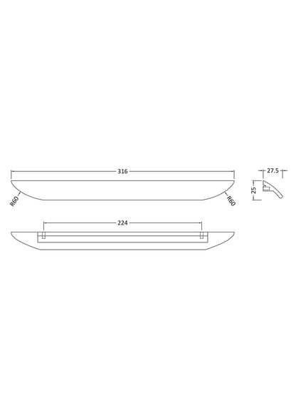 Handles Finger Pull Handle 224mm Centres