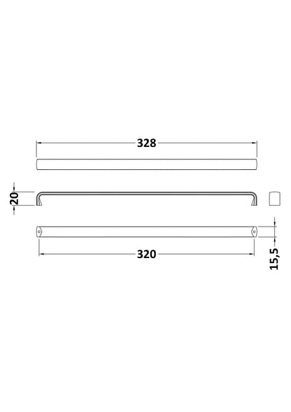 328mm D Handle Brushed Brass