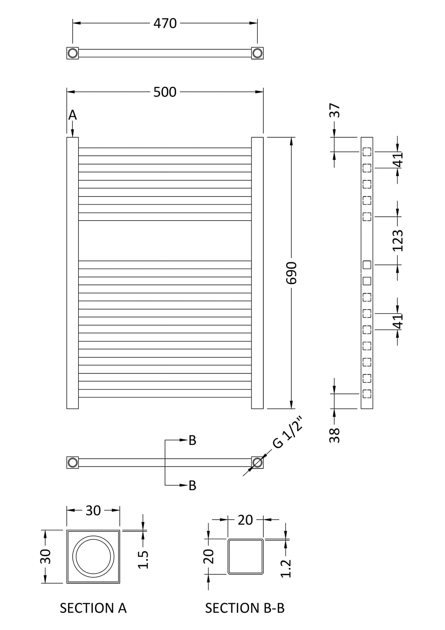 Electric Radiator 690 x 500mm (200 Watt)