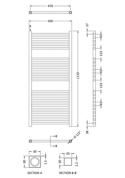 Electric Radiator 1100 x 500mm (300 Watt)