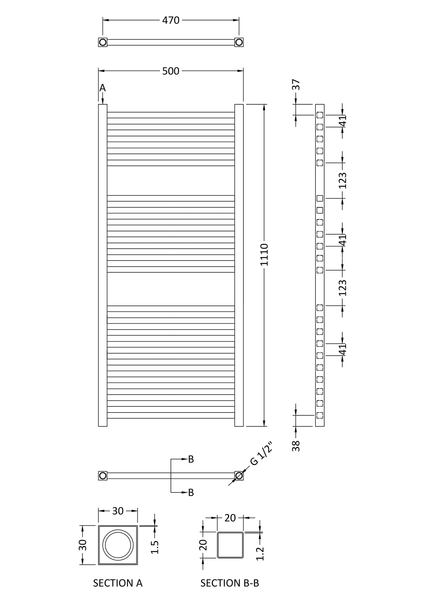 Electric Radiator 1100 x 500mm (500 Watt)