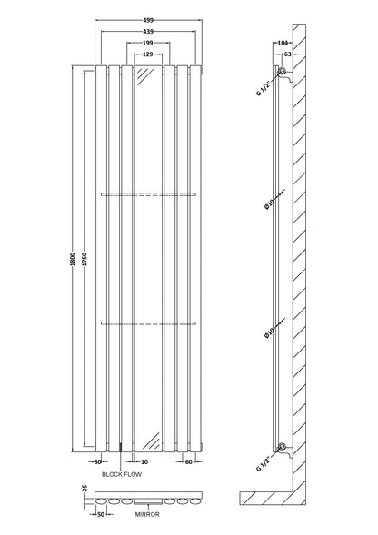 Single Panel Designer Radiator 1800 x 499mm