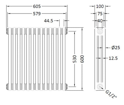Triple Column Traditional Radiator 600 x 605mm