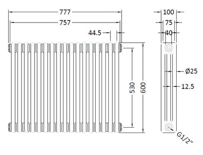 Triple Column Traditional Radiator 600 x 777mm