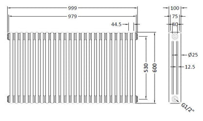 Triple Column Traditional Radiator 600 x 999mm