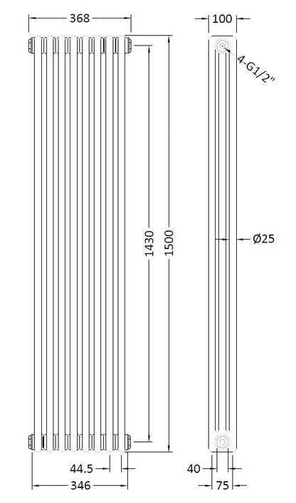 Triple Column Traditional Radiator 1500 x 368mm