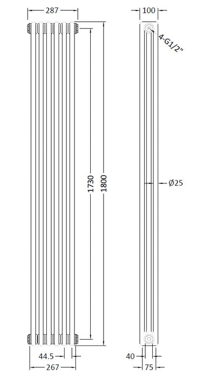 Triple Column Traditional Radiator 1800 x 287mm