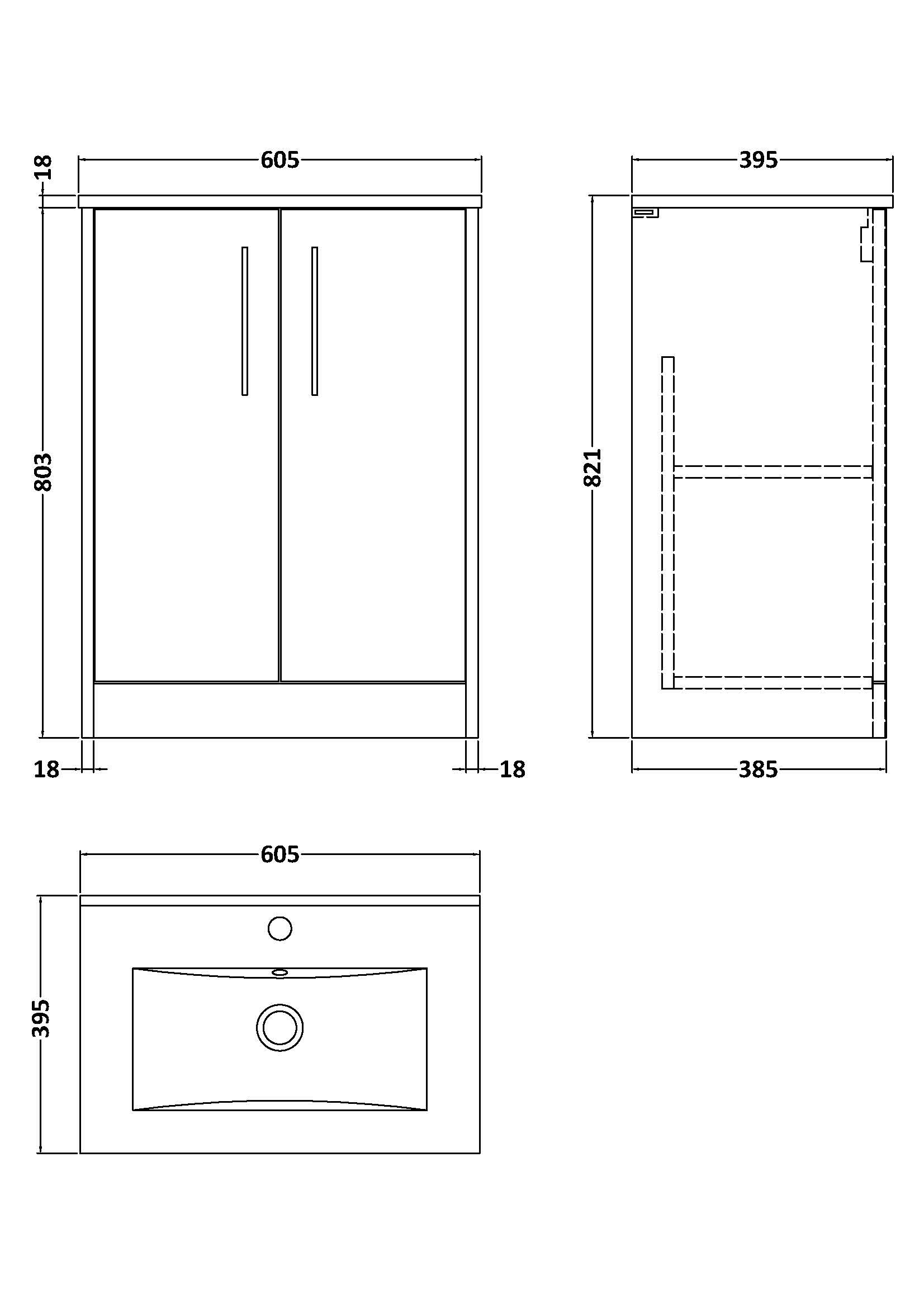 Hudson Reed Juno 600mm Autumn Oak Floor Standing 2-Door Vanity Unit With 1 Tap Hole Basin
