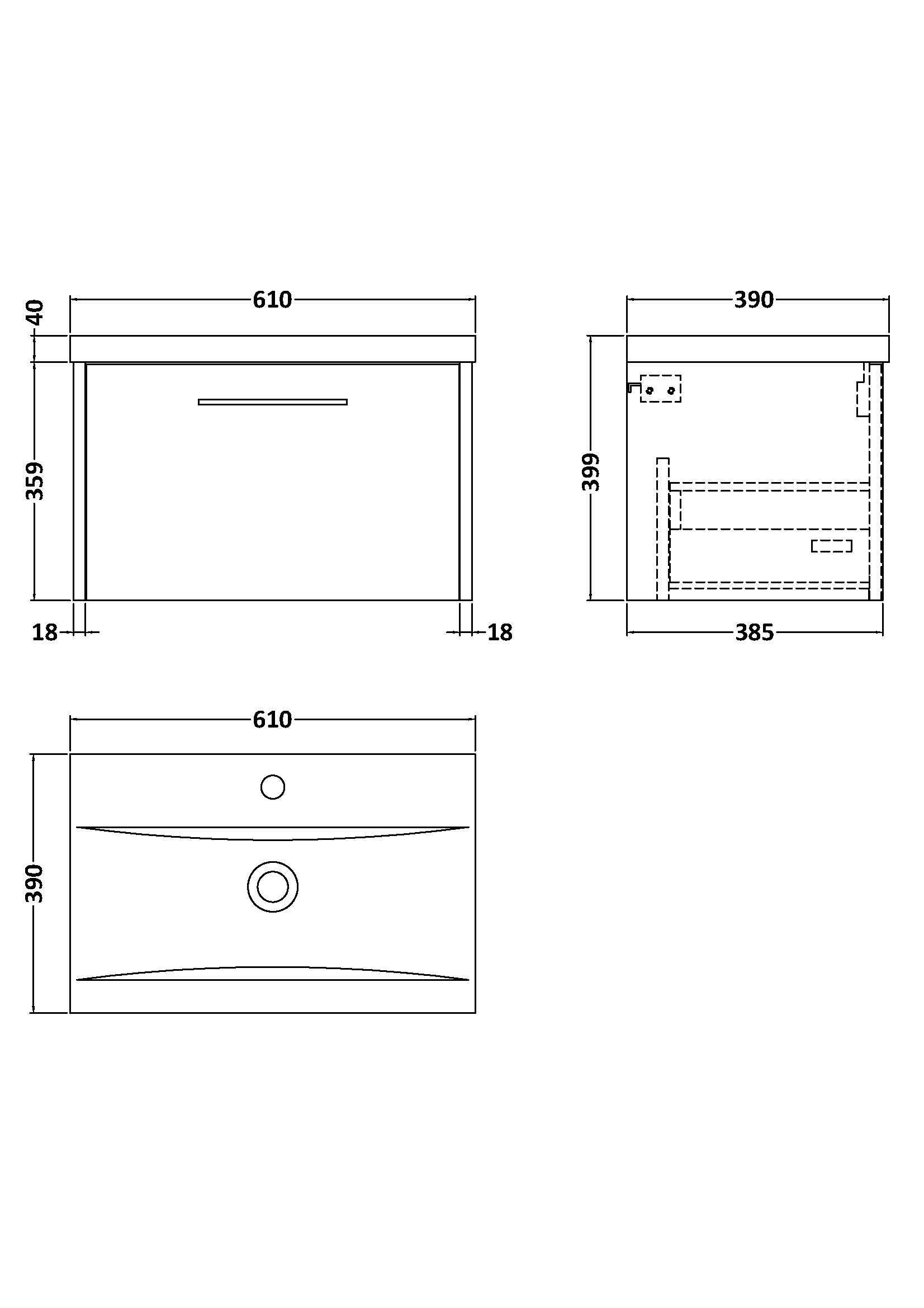 Hudson Reed Juno 600mm Autumn Oak Wall Hung Single Drawer Vanity Unit With 1 Tap Hole Basin