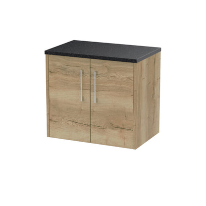 Hudson Reed Juno 600mm Autumn Oak Wall Hung 2-Door Vanity Unit With Laminate Top