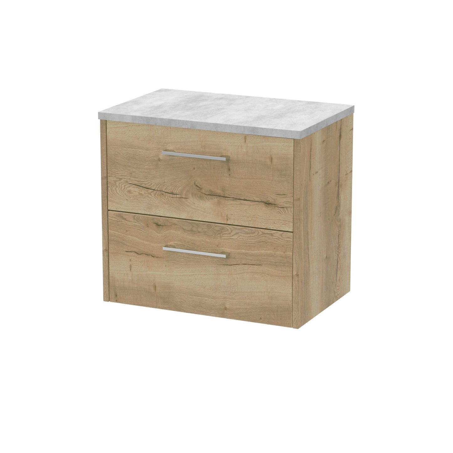 Hudson Reed Juno 600mm Autumn Oak Wall Hung 2-Drawer Vanity Unit With Laminate Top