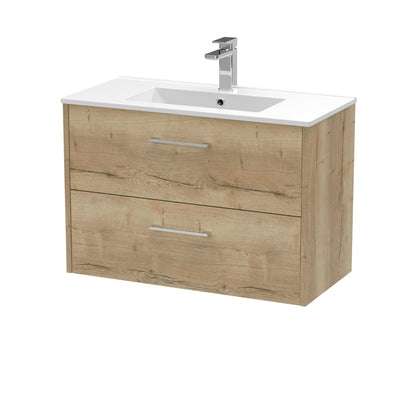 Hudson Reed Juno 800mm Autumn Oak Wall Hung 2-Drawer Vanity Unit with 1 Tap Hole Basin