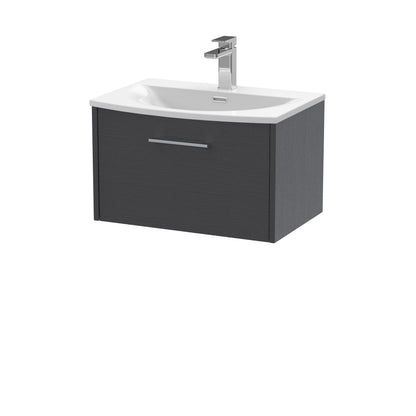 Hudson Reed Juno 600mm Graphite Grey Wall Hung Single Drawer Vanity Unit with Basin
