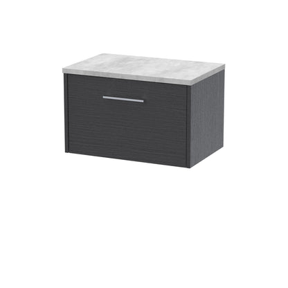 Hudson Reed Juno 600mm Graphite Grey Wall Hung Single Drawer Vanity Unit With Laminate Top
