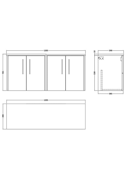 Hudson Reed Juno 1200mm Wall Hung Vanity Unit With Laminate Worktop
