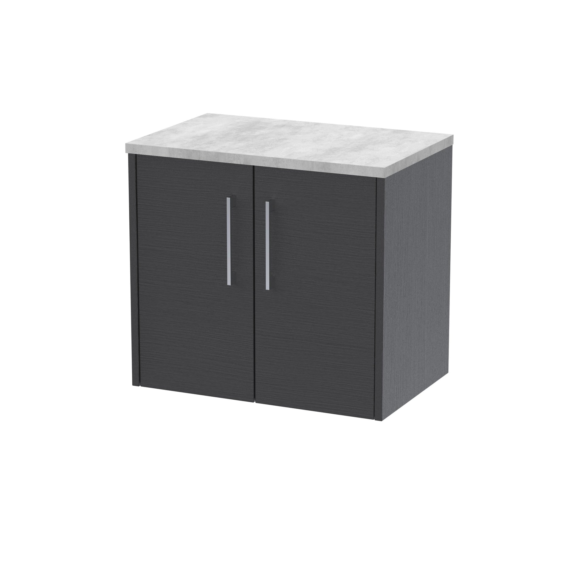 Hudson Reed Juno 600mm Graphite Grey Wall Hung 2-Door Vanity Unit With Laminate Top & Soft-Close Doors