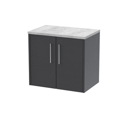 Hudson Reed Juno 600mm Graphite Grey Wall Hung 2-Door Vanity Unit With Laminate Top & Soft-Close Doors