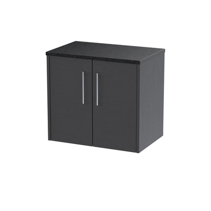 Hudson Reed Juno 600mm Graphite Grey Wall Hung 2-Door Vanity Unit With Laminate Top