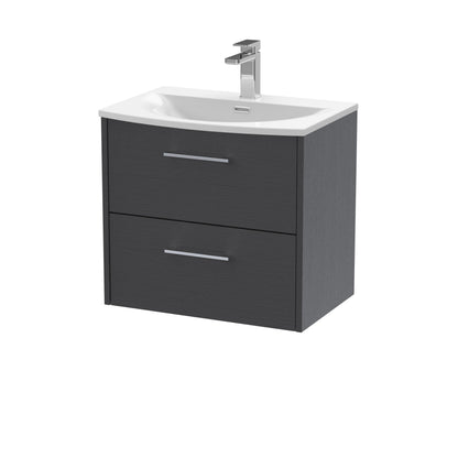 Hudson Reed Juno 600mm Graphite Grey Wall Hung 2-Drawer Vanity & Basin with Soft Close Drawers