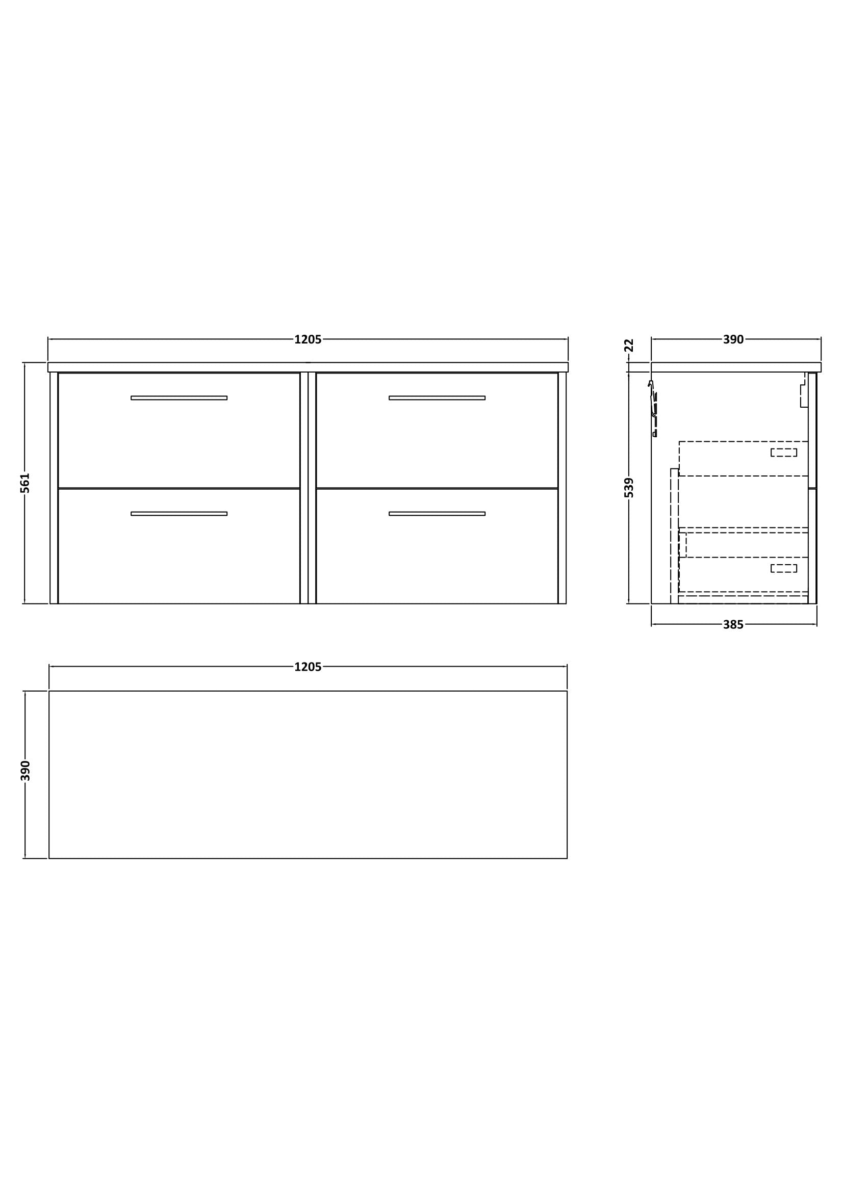 Hudson Reed Juno 1200mm Wall Hung 4-Drawer Vanity With Laminate Worktop