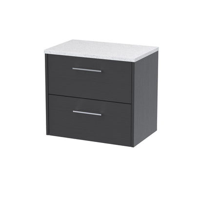 Hudson Reed Juno 600mm Graphite Grey Wall Hung 2-Drawer Vanity Unit With Laminate Top & Soft Close Drawers