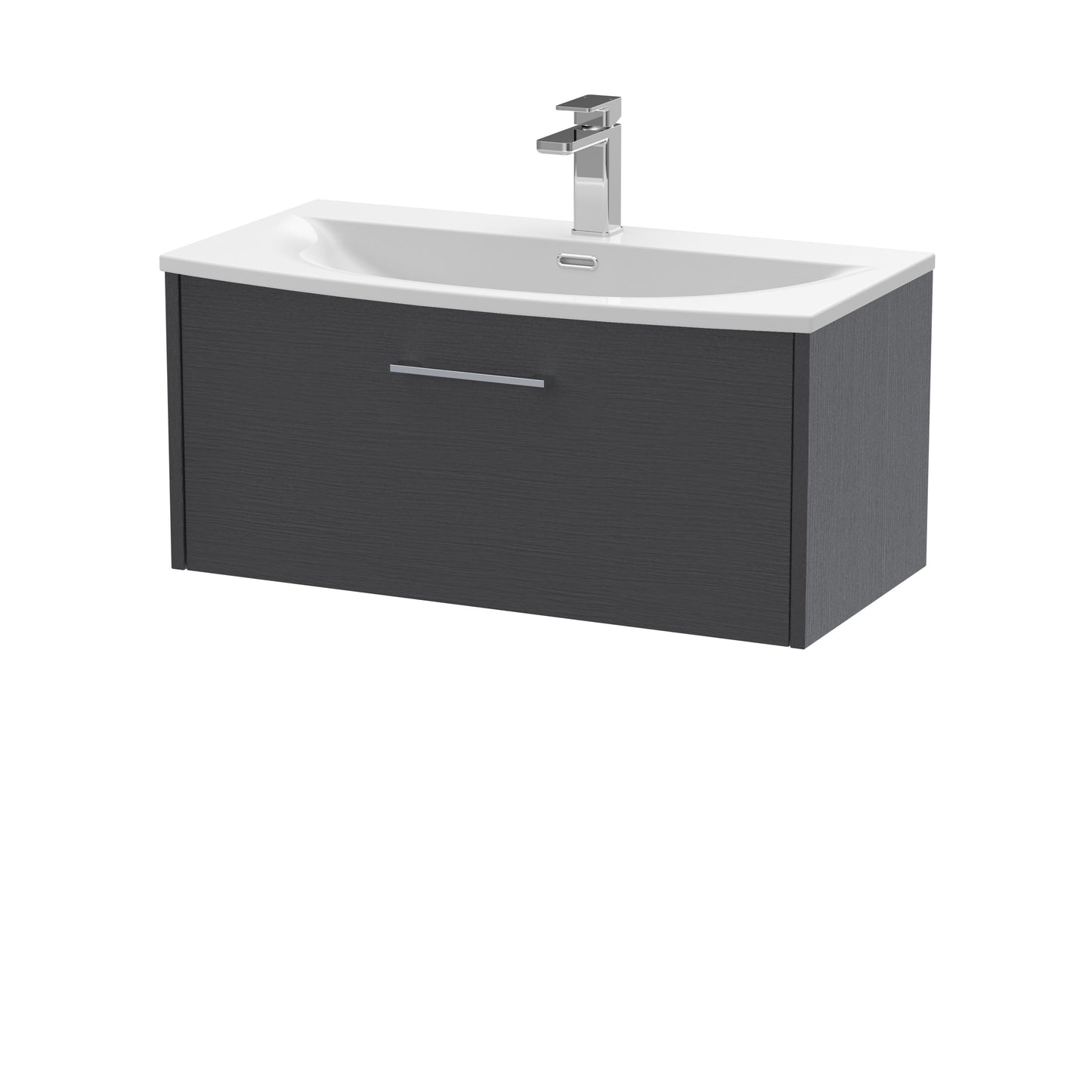 Hudson Reed Juno 800mm Graphite Grey Wall Hung Single Drawer Vanity Unit With Basin