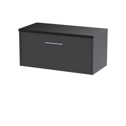 Hudson Reed Juno 800mm Graphite Grey Wall Hung Single Drawer Vanity Unit With Laminate Worktop