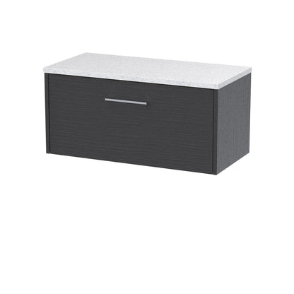Hudson Reed Juno 800mm Graphite Grey Wall Hung Single Drawer Vanity Unit With Laminate Worktop