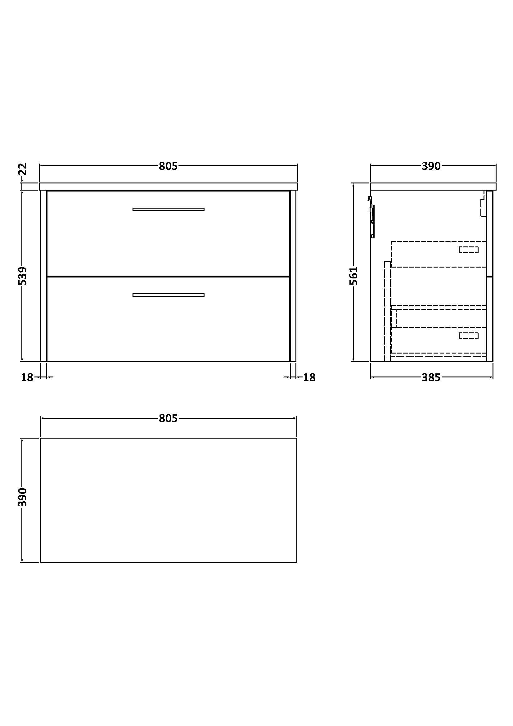 Hudson Reed Juno 800mm Graphite Grey Wall Hung 2-Drawer Soft Close Vanity Unit With Laminate Top