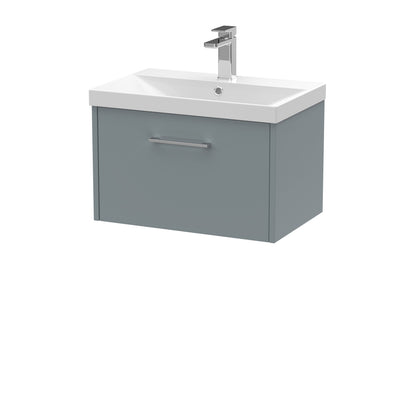 Hudson Reed Juno 600mm Coastal Grey Wall Hung Single Drawer Vanity Unit With Thin-Edge 1 Tap Hole Basin