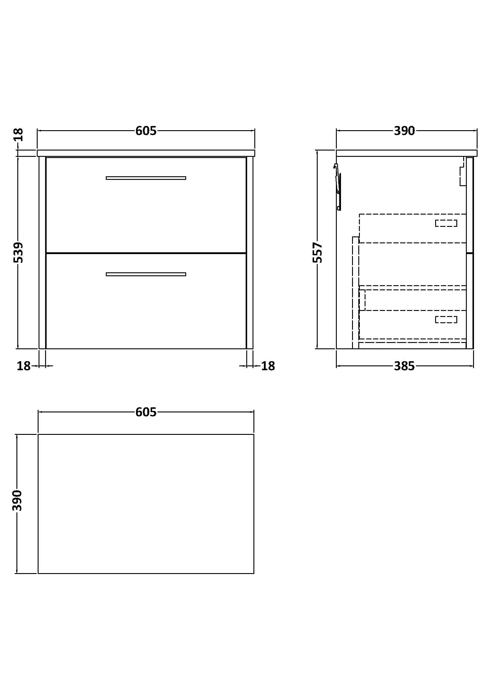 Hudson Reed Juno 600mm Coastal Grey Wall Hung 2-Drawer Vanity Unit With Worktop