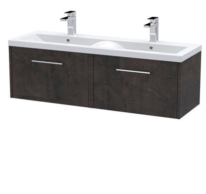 Hudson Reed Juno 1200mm Wall Hung 2 Drawer Vanity Unit & Double Basin With Handles