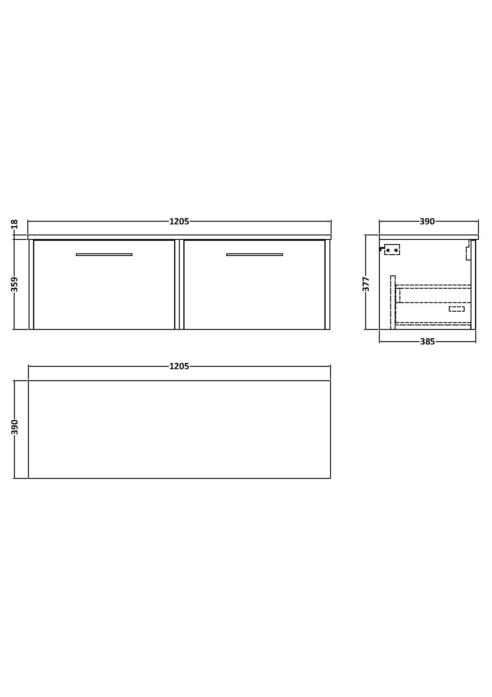 Hudson Reed Juno 1205mm Metallic Slate Wall Hung 2 Drawer Vanity Unit With Worktop