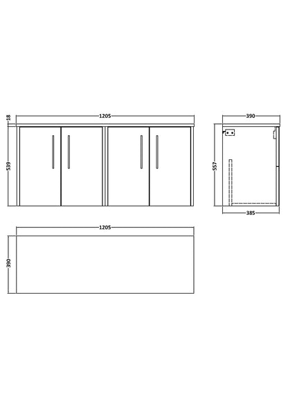 Hudson Reed Juno 1200mm Wall Hung Vanity Unit With Worktop