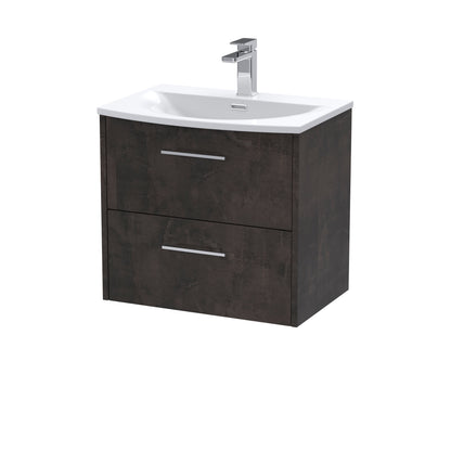 Hudson Reed Juno 600mm Wall Hung 2 Drawer Vanity Unit Including Curved Ceramic Basin