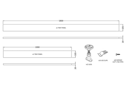 Hudson Reed 1700mm Leg Set With 1000mm Plinth Kit