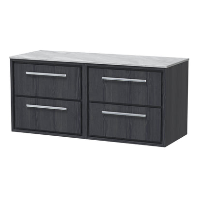 Hudson Reed Lille 1200mm Wall Hung 4-Drawer Vanity Unit With Marble Worktop With Handle