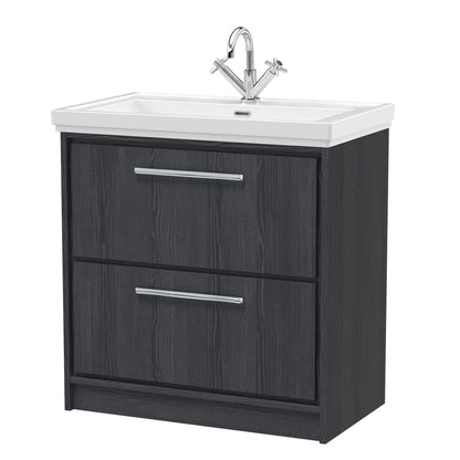 Lille 800mm Floor Standing 2-Drawer Vanity with Basin - 1 Tap Hole