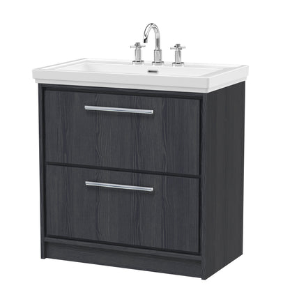 Hudson Reed Lille 800mm Floor Standing 2-Drawer Vanity Unit With 3 Tap Hole Basin