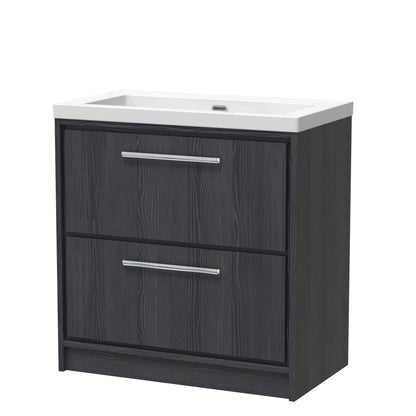 Lille 800mm Floor Standing 2-Drawer Vanity with Basin - 0 Tap Hole