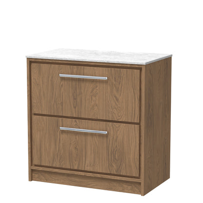 Hudson Reed Lille 800mm Floor Standing 2-Drawer Vanity Unit with Marble Worktop