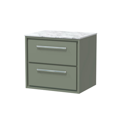 Lille 600mm Wall Hung 2-Drawer Vanity with Marble Worktop