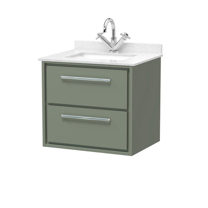 Lille 600mm Wall Hung 2-Drawer Vanity with Marble Worktop Basin