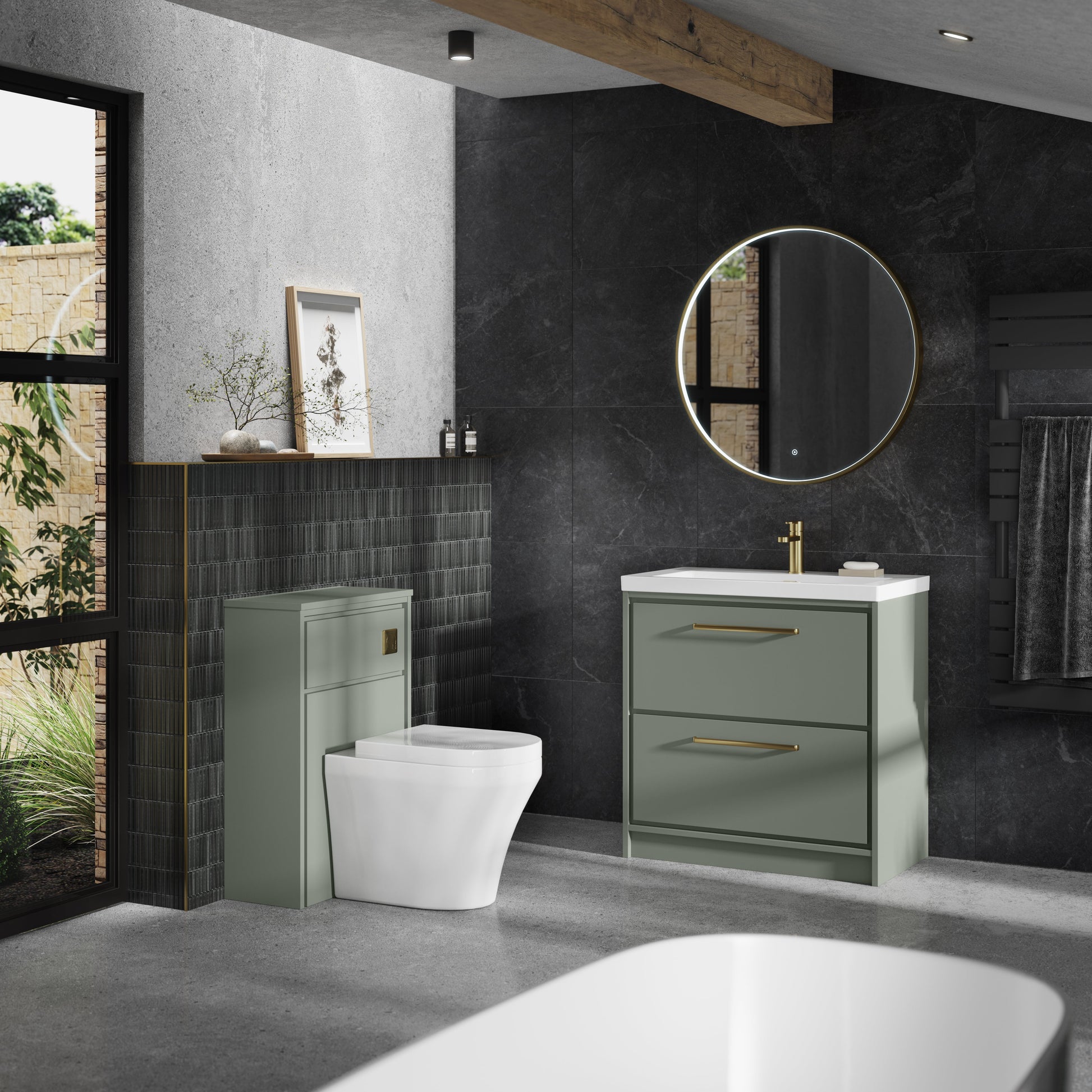 Lille 600mm Floor Standing 2-Drawer Vanity with Basin - 1 Tap Hole