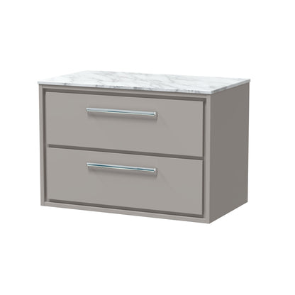 Lille 800mm Wall Hung 2-Drawer Vanity with Marble Worktop