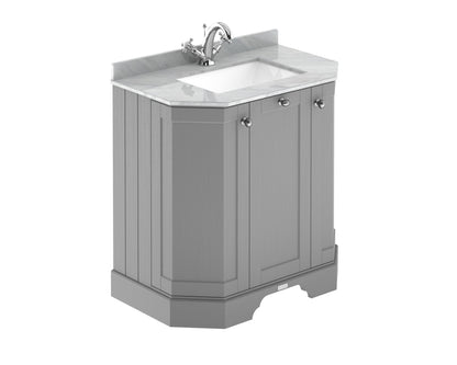 Hudson Reed Old London 750mm Storm Grey 3 Door Floor Standing Vanity Unit With Marble Top & Soft Close Doors