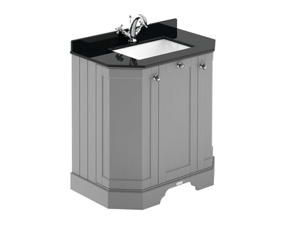 Hudson Reed Old London 786mm Storm Grey Floor Standing 3 Door Vanity Unit With Black Marble Top Basin