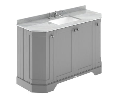 Hudson Reed Old London 1200mm Storm Grey Floor Standing Vanity Unit With 3 Tap Hole Grey Marble Top Basin