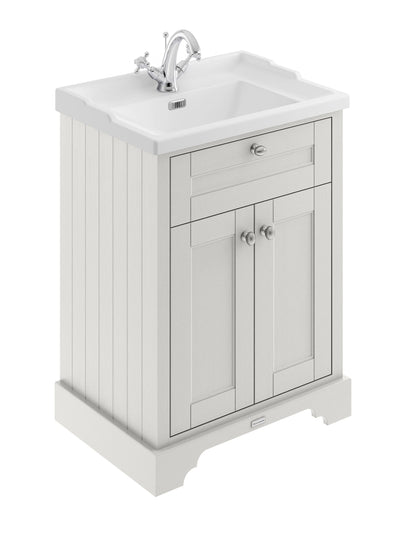 Hudson Reed Old London 600mm Timeless Sand Floor Standing 2 Door Vanity Unit With 1 Tap Hole Ceramic Basin